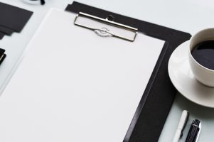 Closeup of black and white stationery