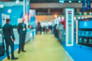Exhibition Background Blur- Expo Defocused. Presentation Company- Be Focused Business Bokeh. People